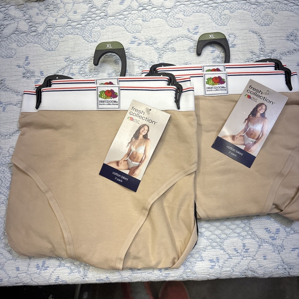 FRUIT OF THE LOOM FRESH BIKINIS MULTI COLOR PANTIES 4 PAIRS WOMEN'S SIZE XL